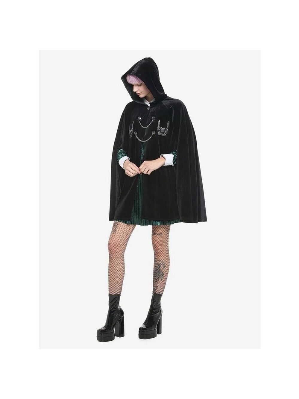 Disney The Haunted Mansion Gargoyle Velvet Girls Hooded Cape (Sz S/M) - Picture 3 of 7